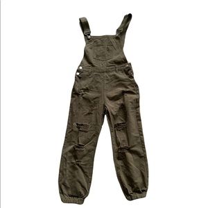 Olive Green Distressed Overall Joggers